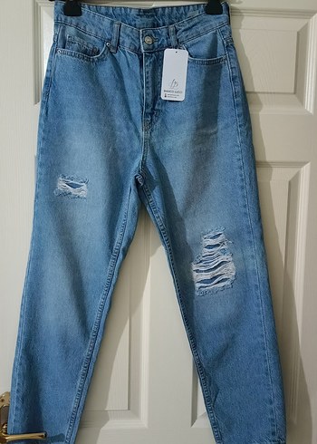 Mavi Yırtık Detaylı Denim Pantolon - Görsel 3