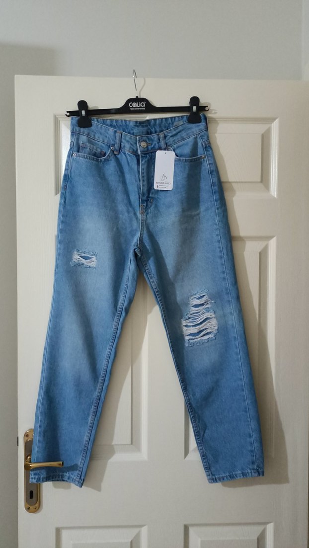 Mavi Yırtık Detaylı Denim Pantolon - Görsel 2