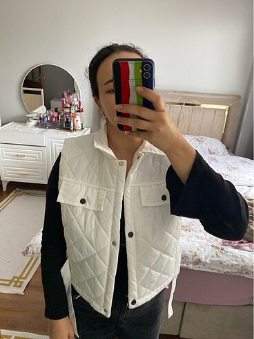 m Beden beyaz Renk Capitone yelek
