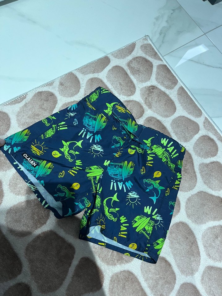 Erkek Çocuk Pastel Yeşil Desenli Şort - Görsel 4