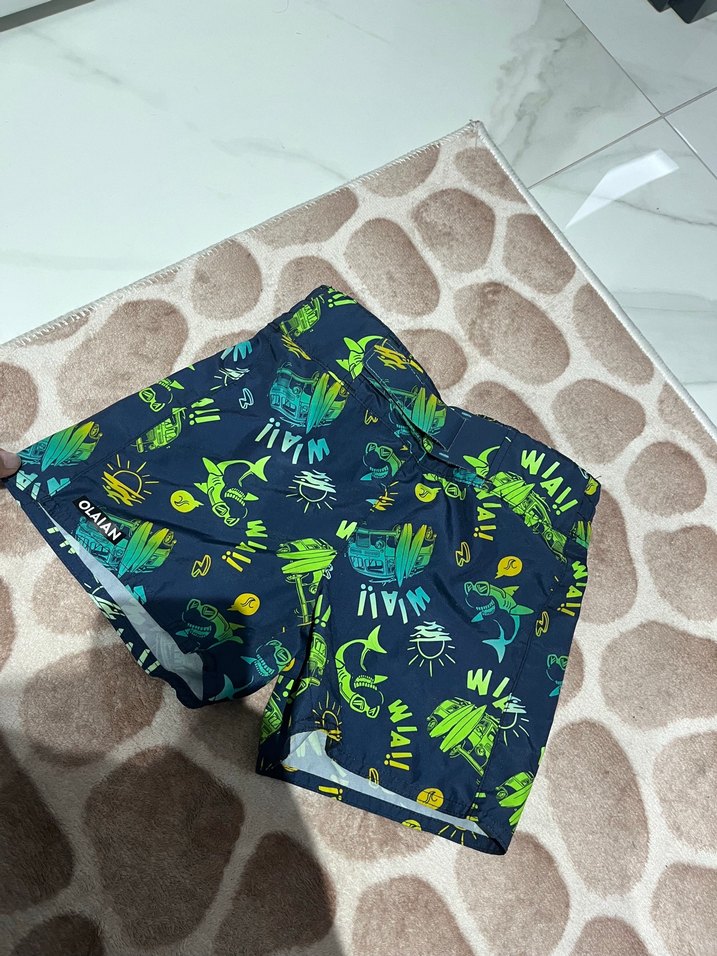 Erkek Çocuk Pastel Yeşil Desenli Şort - Görsel 5