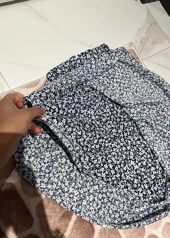 Bohem Gri Mavi Örme Mini Hamile Eteği - Görsel 2