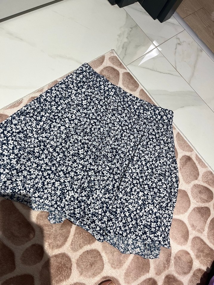 Bohem Gri Mavi Örme Mini Hamile Eteği - Görsel 4