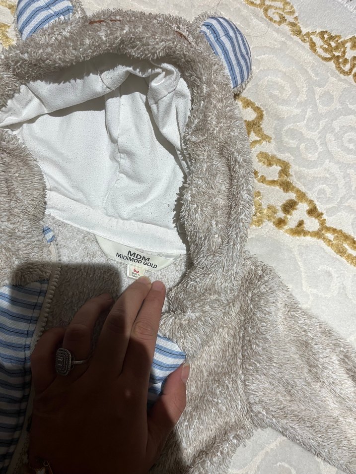 Gri Peluş Bebek Kar Tulumu Kulaklı - Görsel 3