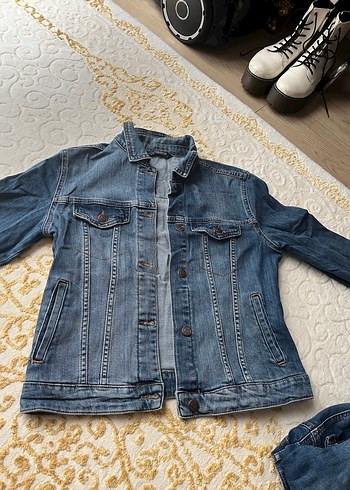 Düğmeli Mavi Kadın Denim Ceket