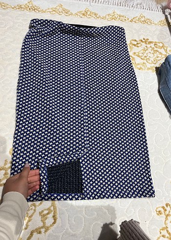 Lacivert Puantiyeli Piliseli Uzun Hamile Eteği - Görsel 2