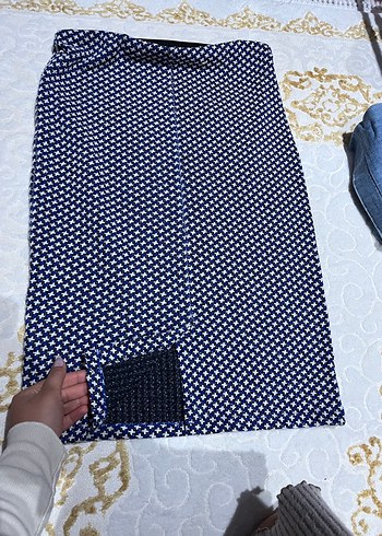 Lacivert Puantiyeli Piliseli Uzun Hamile Eteği - Görsel 5