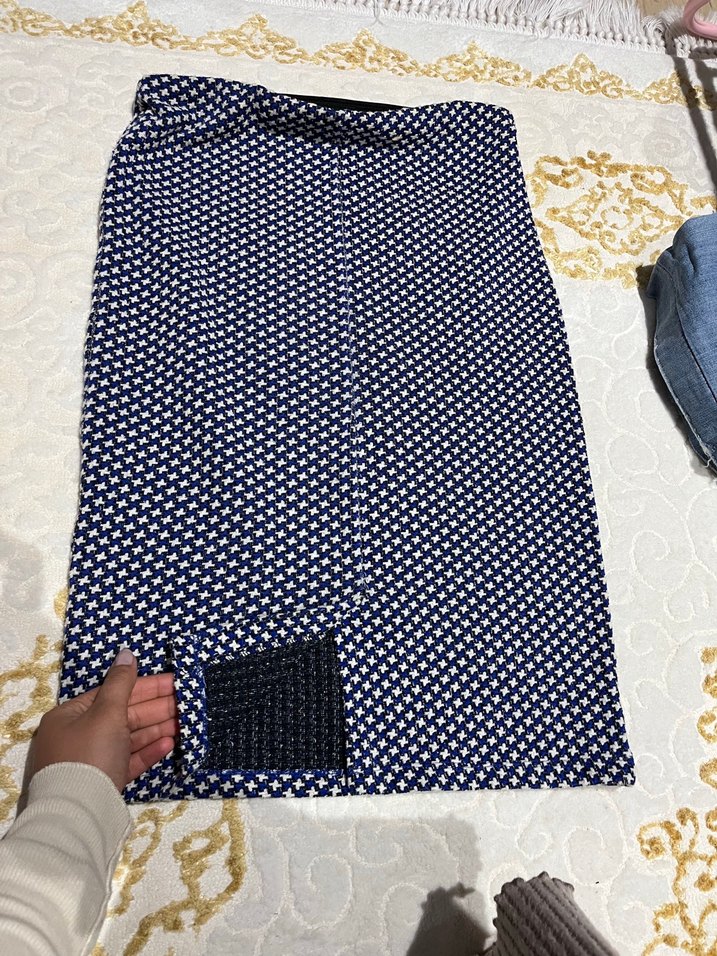 Lacivert Puantiyeli Piliseli Uzun Hamile Eteği - Görsel 2