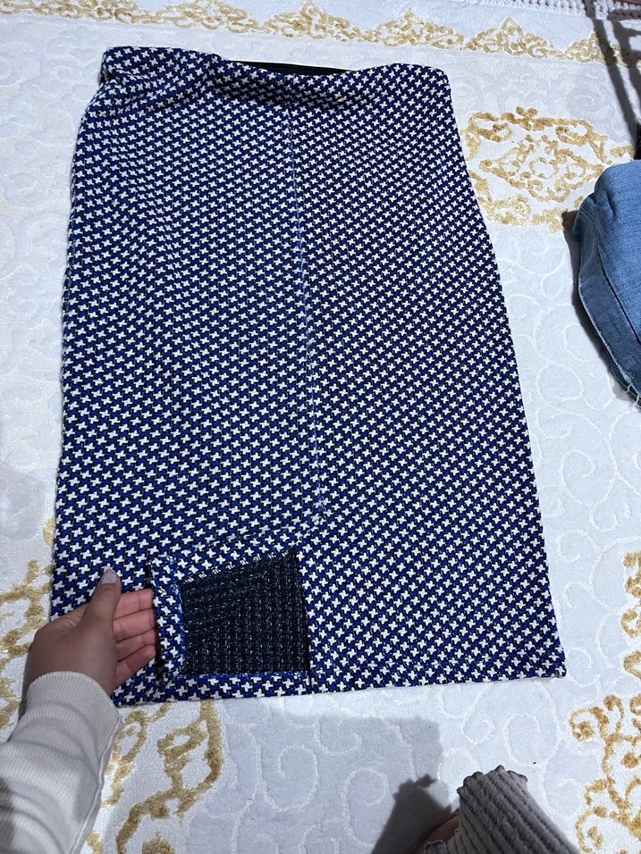 Lacivert Puantiyeli Piliseli Uzun Hamile Eteği - Görsel 5