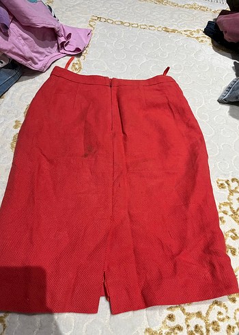 Kırmızı Midi Hamile Etek - Görsel 3