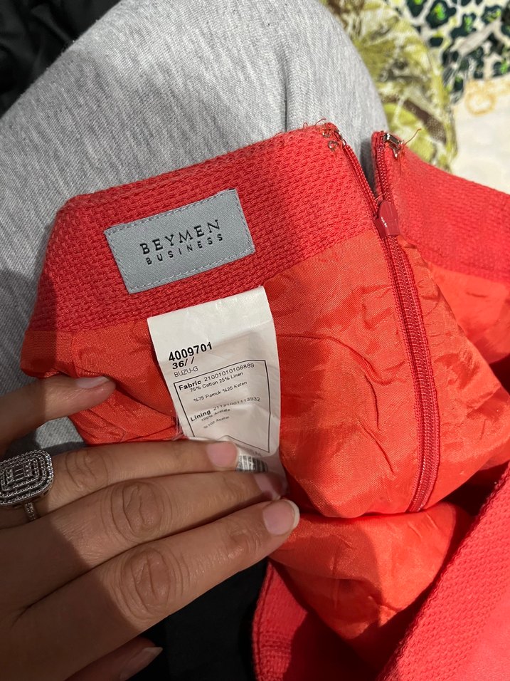 Kırmızı Midi Hamile Etek - Görsel 4