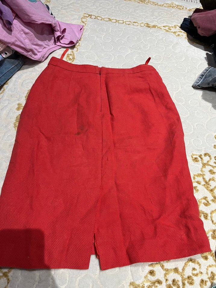 Kırmızı Midi Hamile Etek - Görsel 3