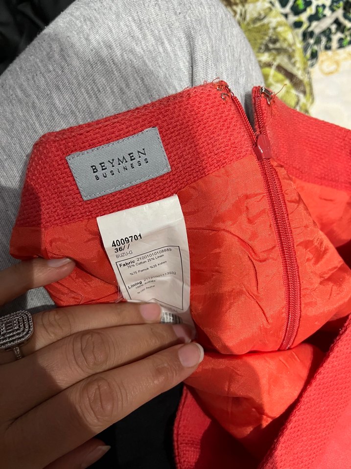 Kırmızı Midi Hamile Etek - Görsel 5