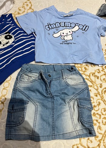 Mavi Kız Çocuk Denim Tişört - Görsel 6