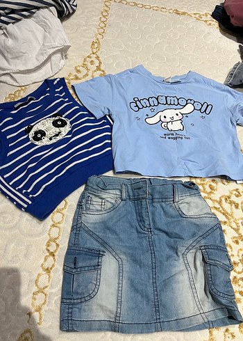 Mavi Kız Çocuk Denim Tişört - Görsel 3