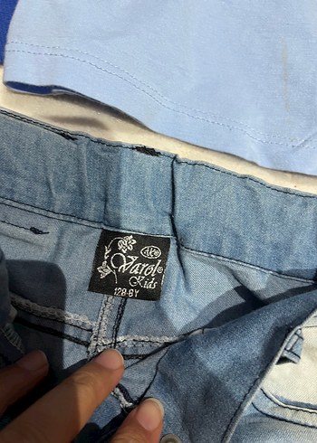 Mavi Kız Çocuk Denim Tişört - Görsel 5