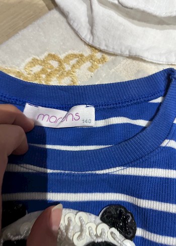 Mavi Kız Çocuk Denim Tişört - Görsel 7