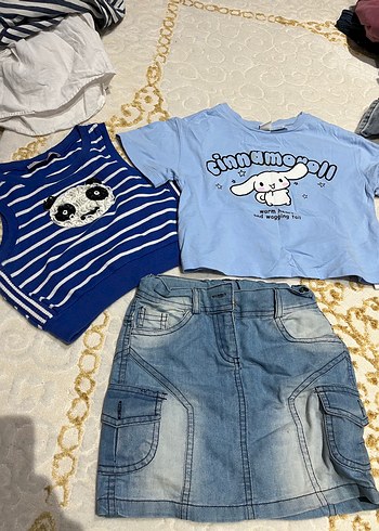 Mavi Kız Çocuk Denim Tişört - Görsel 2