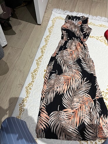 l Beden kahverengi Renk Beli lastikli yırtmaçlı elbise çok hoş
