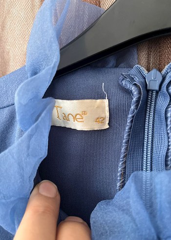 Uzun Mavi Bohem Yaka Detaylı Abiye - Görsel 5