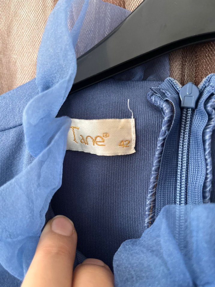 Uzun Mavi Bohem Yaka Detaylı Abiye - Görsel 5