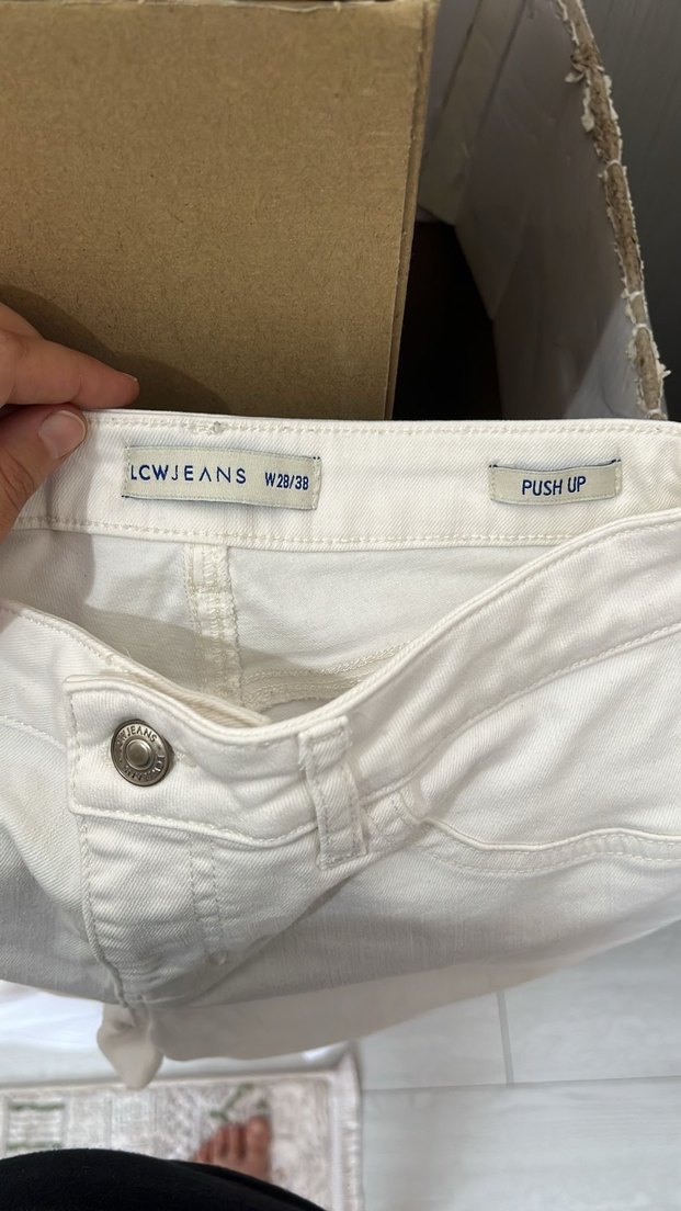 Beyaz Regular Fit Midi Kot Pantolon - Görsel 2