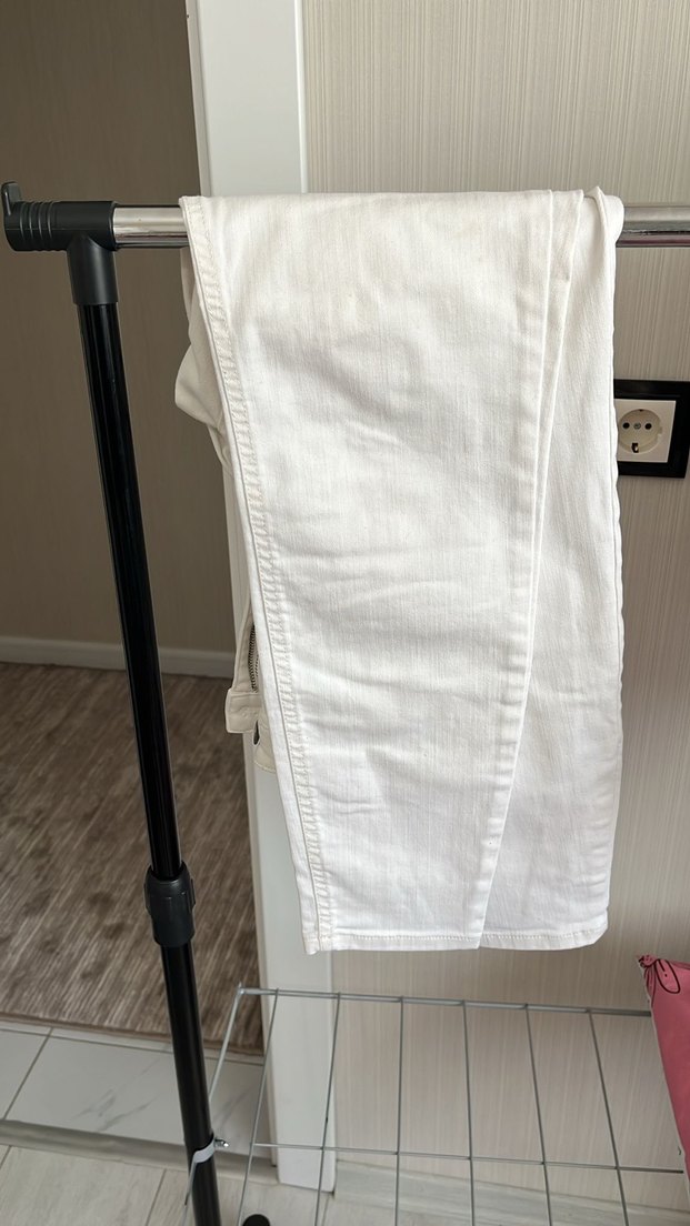 Beyaz Regular Fit Midi Kot Pantolon - Görsel 3