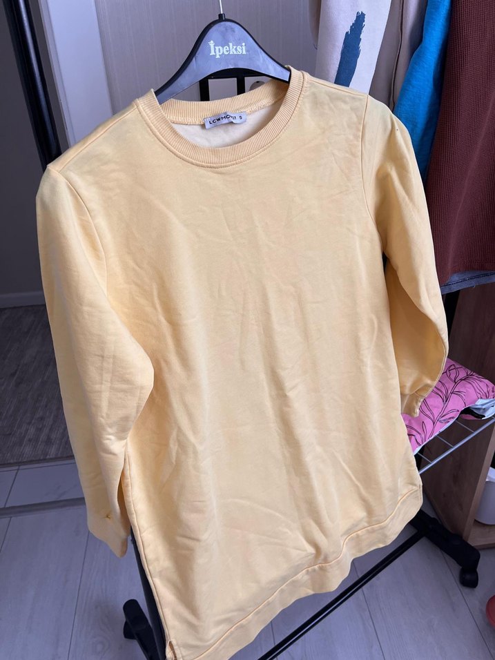 Sarı Uzun Kollu Basic Sweatshirt - Görsel 4