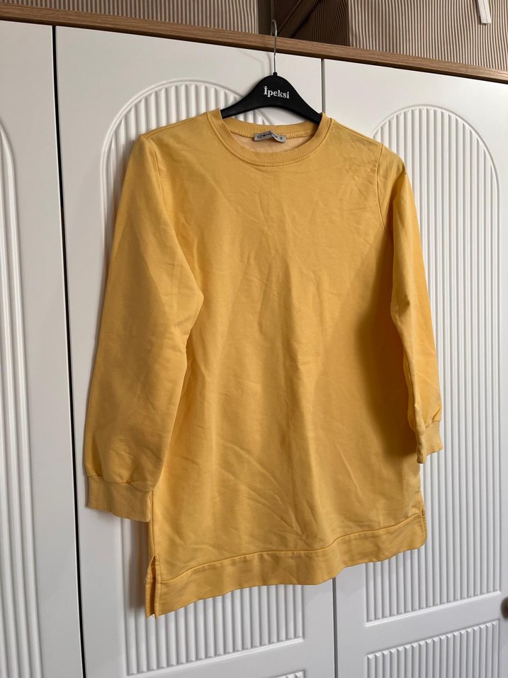 Sarı Uzun Kollu Basic Sweatshirt - Görsel 2