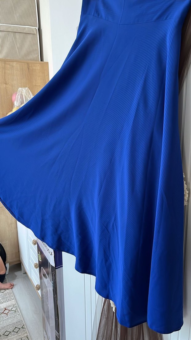 Mavi Drapeli Uzun Kadın Etek - Görsel 5