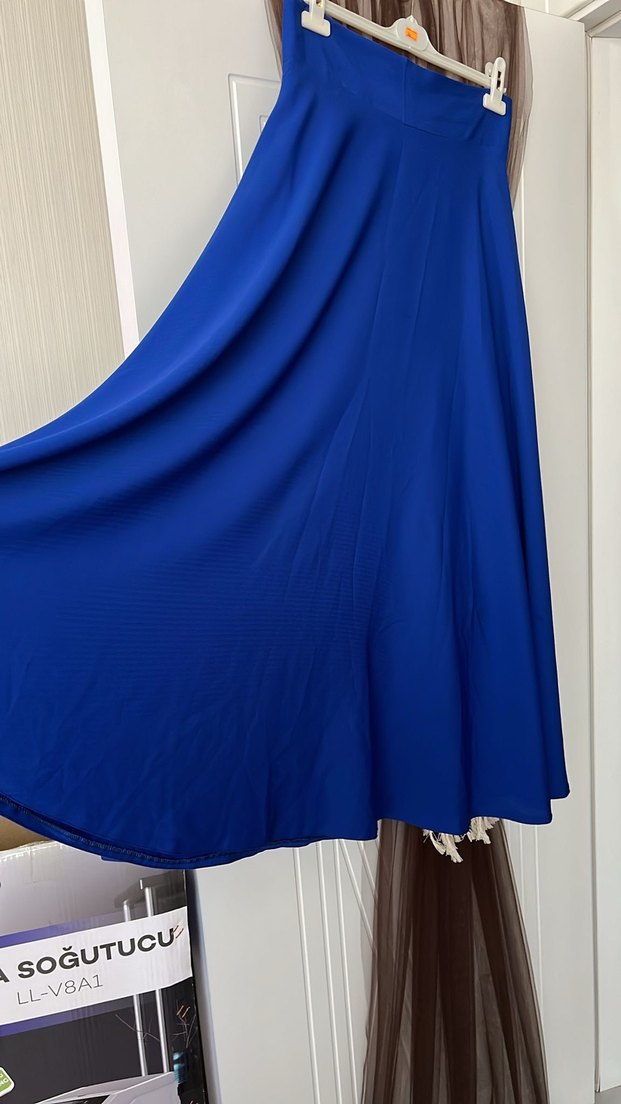 Mavi Drapeli Uzun Kadın Etek - Görsel 3
