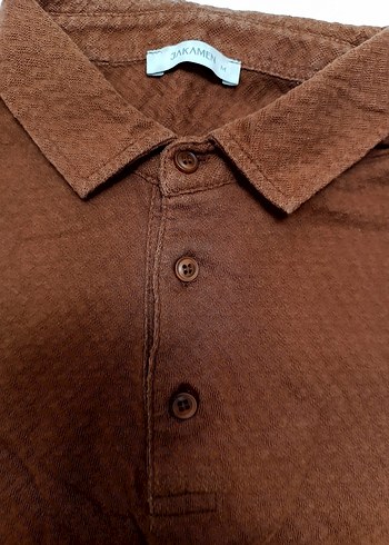 jakamen marka M beden kiremit renkli, polo yaka ve kısa kollu - Görsel 3