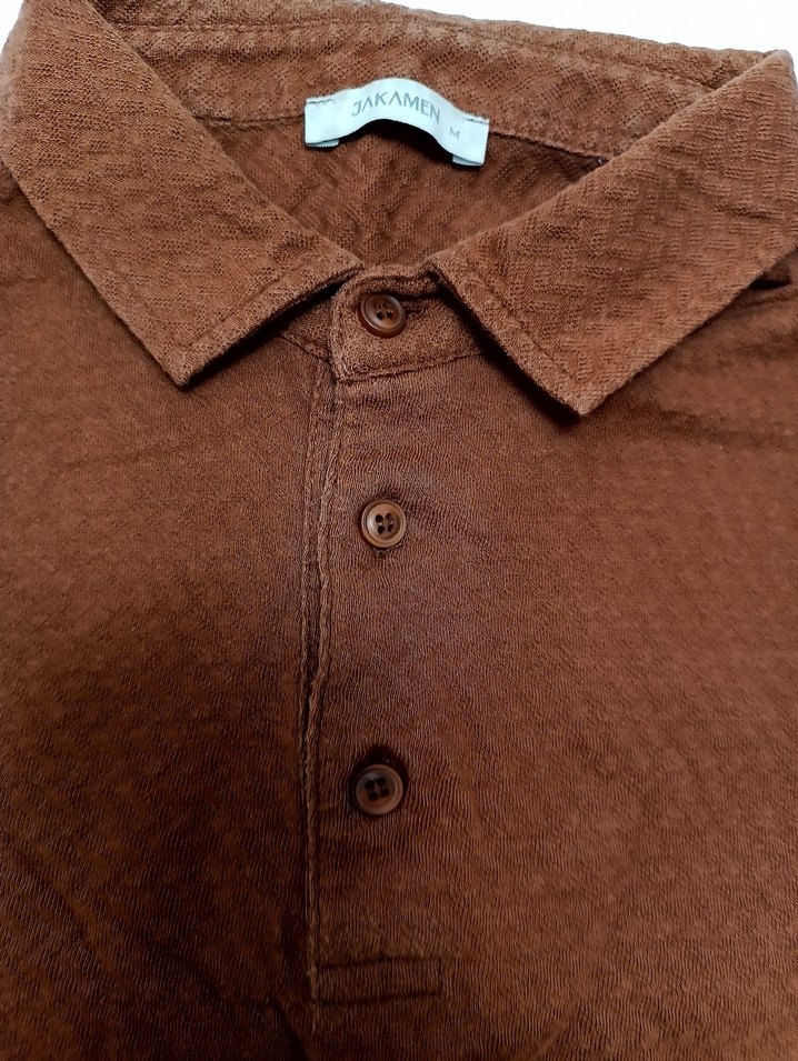 jakamen marka M beden kiremit renkli, polo yaka ve kısa kollu - Görsel 3