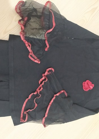 Kız çocuk Siyah Fırfırlı İspanyol Kollu Takım - Görsel 3