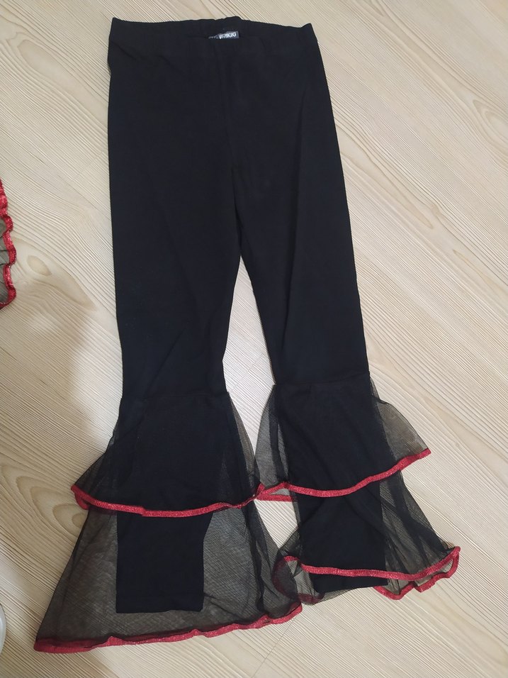 Kız çocuk Siyah Fırfırlı İspanyol Kollu Takım - Görsel 4