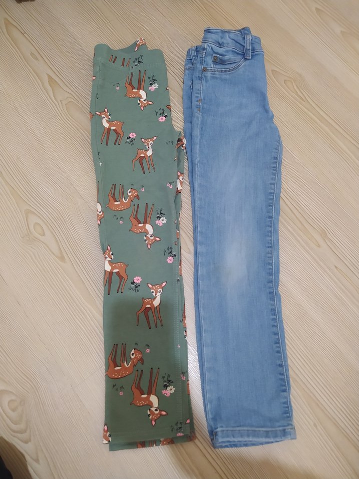 Kız Çocuk Baskılı Elastik Bel Kot Pantolon - Görsel 2