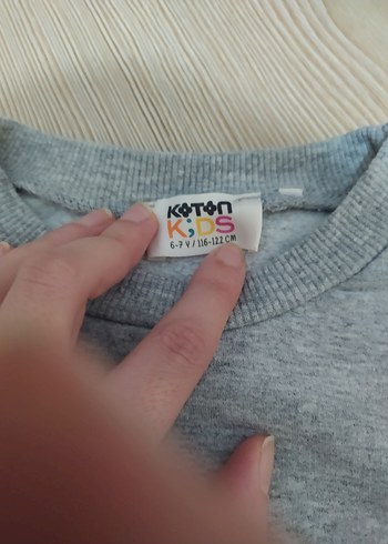 Kız Çocuk Gri Baskılı ve Pamuklu Sweatshirt - Görsel 4