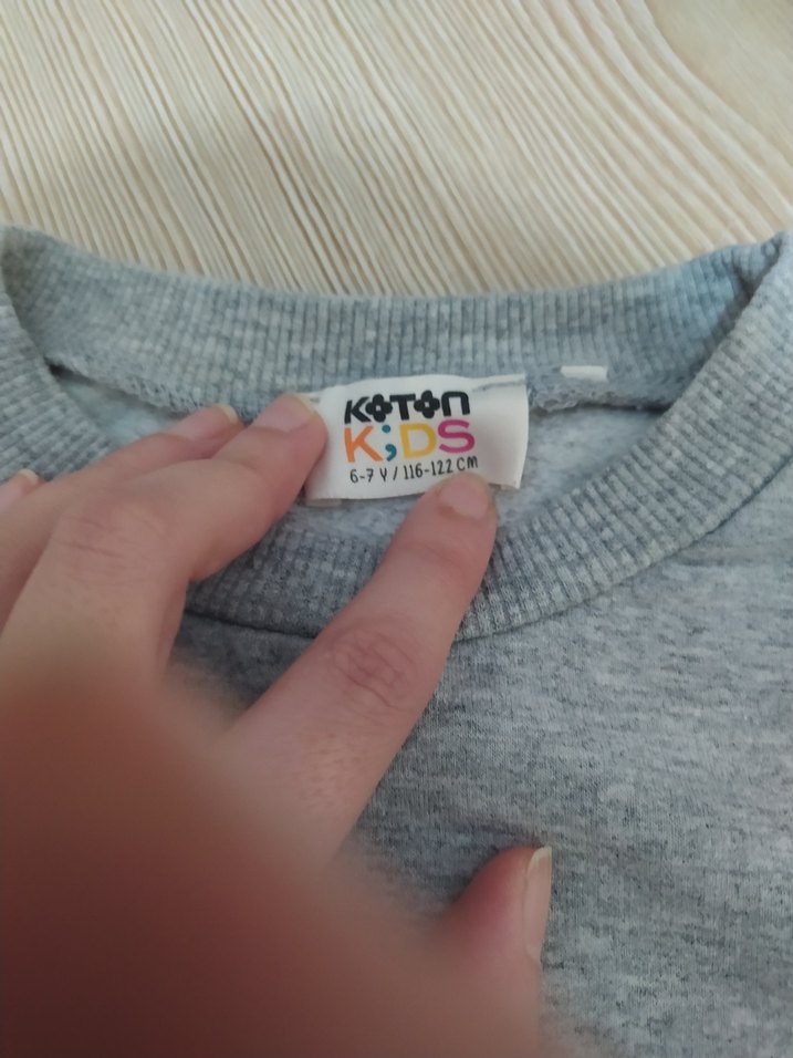 Kız Çocuk Gri Baskılı ve Pamuklu Sweatshirt - Görsel 4