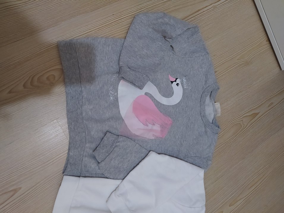 Kız Çocuk Gri Baskılı ve Pamuklu Sweatshirt - Görsel 2