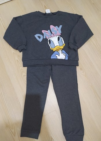 Kız Çocuk Gri Daisy Baskılı Eşofman Takımı - Görsel 2