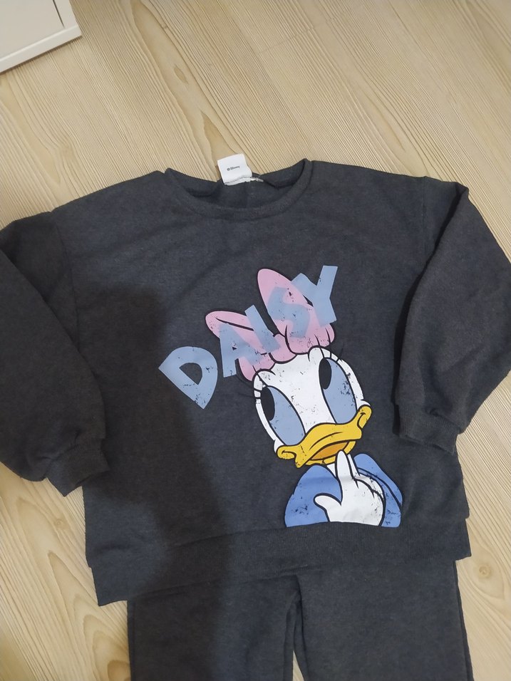 Kız Çocuk Gri Daisy Baskılı Eşofman Takımı - Görsel 3