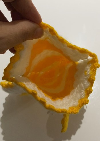 Sarı Beyaz Örgü Banyo Süngeri - Görsel 3