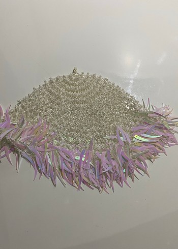 Püsküllü Beyaz Bohem Kadın El mendili - Görsel 3