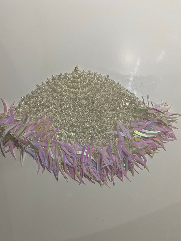 Püsküllü Beyaz Bohem Kadın El mendili - Görsel 3