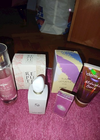 3 adet parfüm bir adet vücut spreyi vücut kremi - Görsel 2