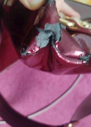 Bordo Parlak Deri Kadın Çanta - Görsel 5