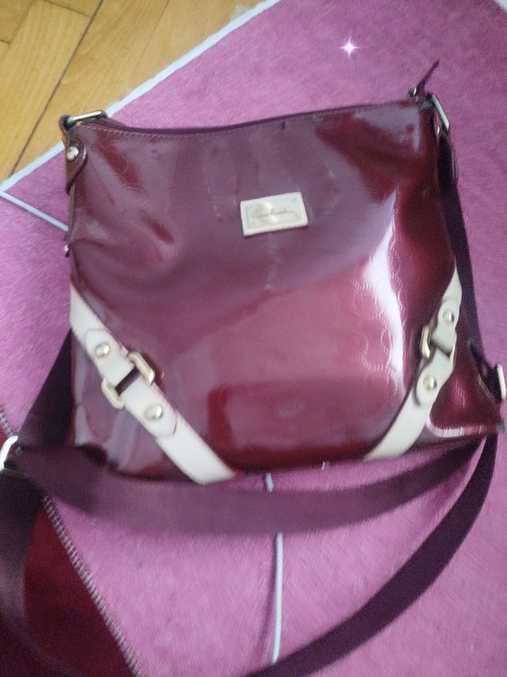 Bordo Parlak Deri Kadın Çanta - Görsel 3