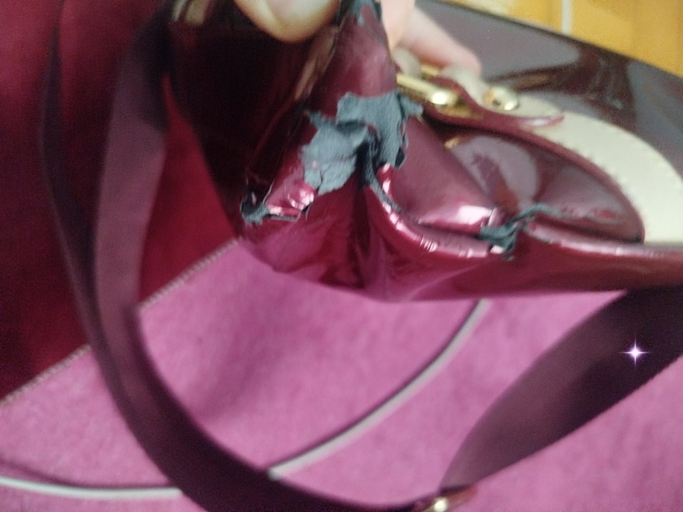 Bordo Parlak Deri Kadın Çanta - Görsel 5