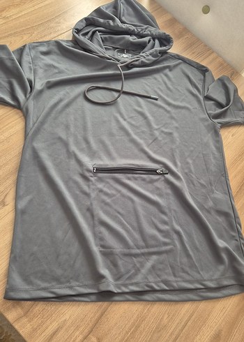 s Beden gri Renk Gri Kapüşonlu tshirt
