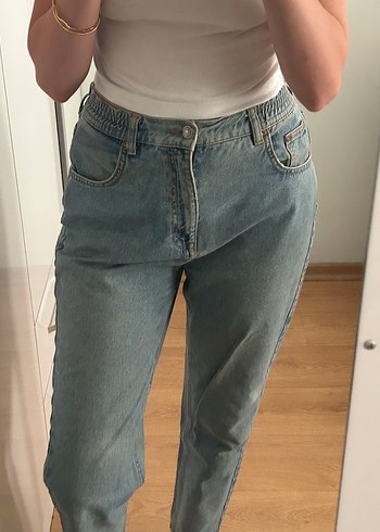 Pull and Bear Beyaz Rahat Kesim Kot Pantolon